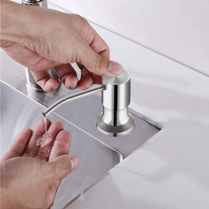 izolor Kitchen Sink Soap Dispenser, Brushed Nickel Countertop Soap Dispenser Pump, 47" Silicone Extension Tube Connect to The Soap Bottle Directly, Say Goodbye to Frequent Refills - Image 5
